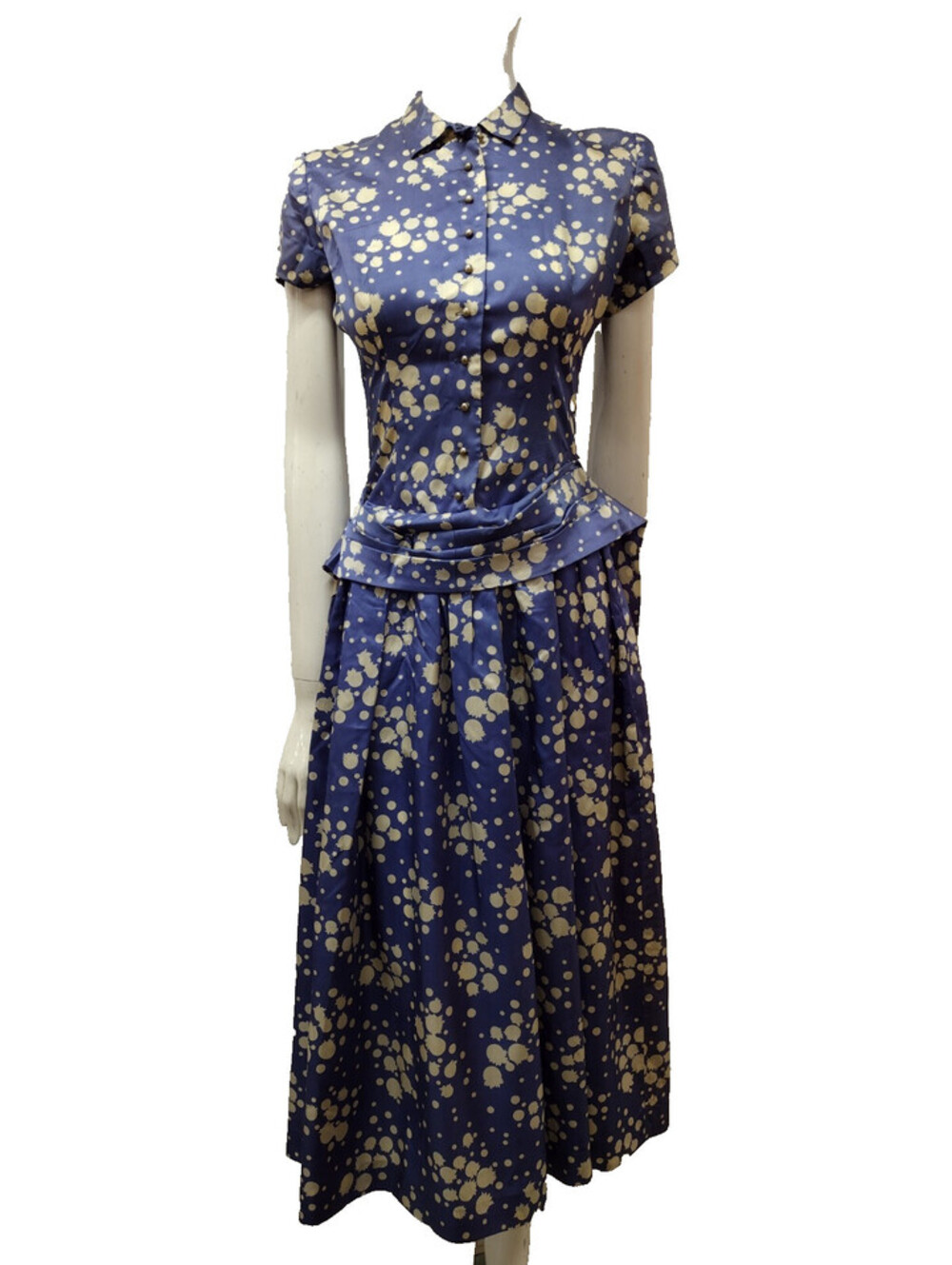 Vintage 1940s Jonathan Logan Evening Dress Draped Dangling Peplum 40s NEW LOOK